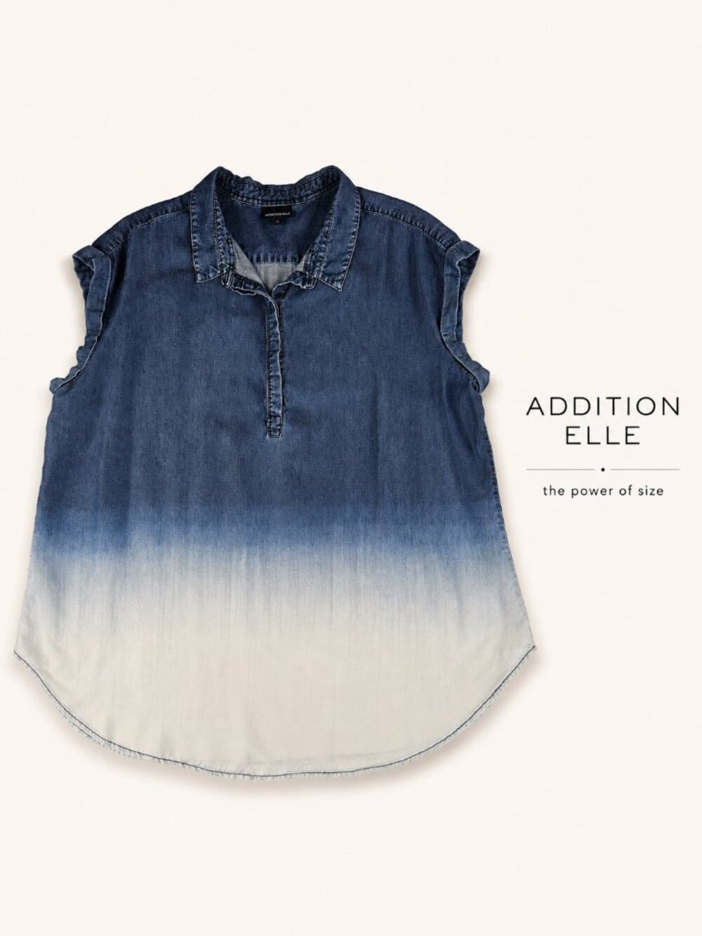 Addition Elle Ombre Chambray Sleeveless Button Popover Top | Size 22